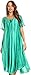 Sakkas 17604 - Myani Two Tone Embroidered Sheer Cap Sleeve Caftan Long Dress | Cover Up - SeaGreen - OS