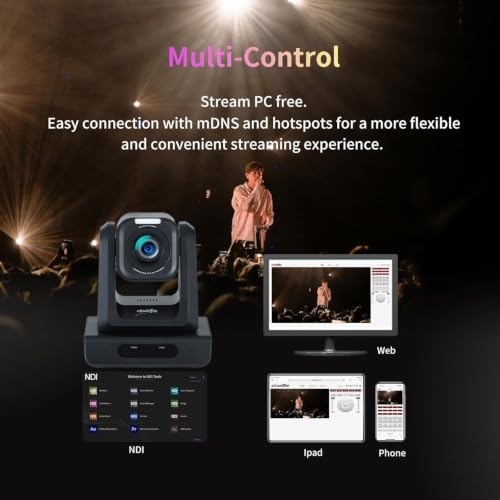 zowietek Caméra PTZ 4K (Native NDI|HX3), ZowiePTZ, télécommande Ergo-Ease, gestionnaire d'applications ZowieX, optique 25X + zoom numérique 12x, noir, SDI/HDMI/USB, RTSP/RTMP(s)/SRT Stream, réunion