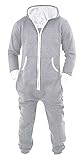 SKYLINEWEARS Men's Unisex Onesie Jumpsuit One Piece Non Footed Pajama Playsuit Large Gray