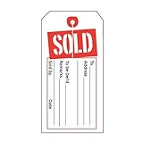 Sold Tags in Red and White 2 W x 4¾ H Inches with