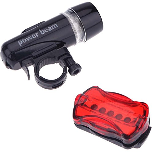 Waterproof 5 LED Lamp Bike Bicycle Front Head Light + Rear Safety Flashlight Set - Thumbnail 2