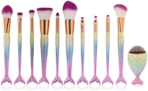 11Pcs/Set Mermaid Cosmetic Brush Set Foundation Frost Eye Shadow Contour Concealer Blush Face Makeup Makeup Brush Set 01