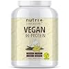 Nutri + Vegan Protein Pulver Vanille 1 kg 81% Eiweiß – 3k Proteinpulver 1000 g – Shake Vanilla Cream Flavor – pflanzliches Eiweißpulver ohne Zucker