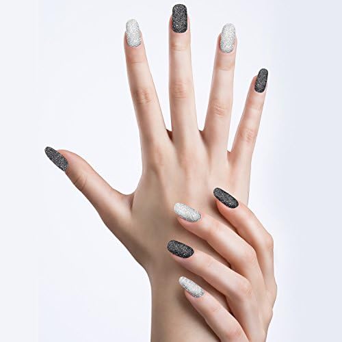 Angel Beauty - Premium Nail Wraps - Diamond Black and Silver, Real Nail Polish, Art Sticker, Decal Set , Gel &amp; Remover Free, Includes 20 Nail Wraps with Different Sizes for Fingers or Toes