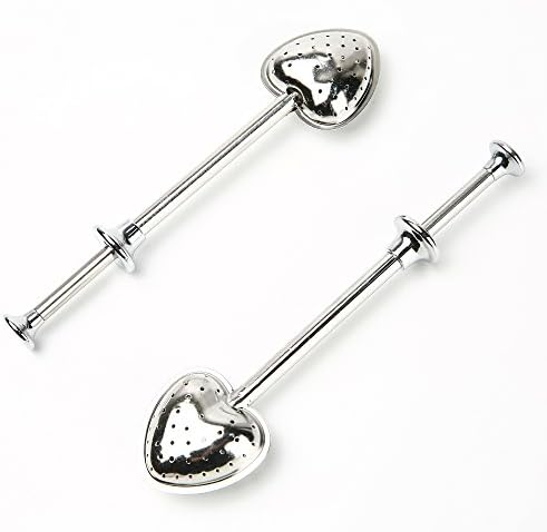 LeafLoveLife - Tea Infuser - Long Handle Stainless Steel Heart Shaped Tea Infuser Strainer Spoon - Set of 2- Dishwasher Safe