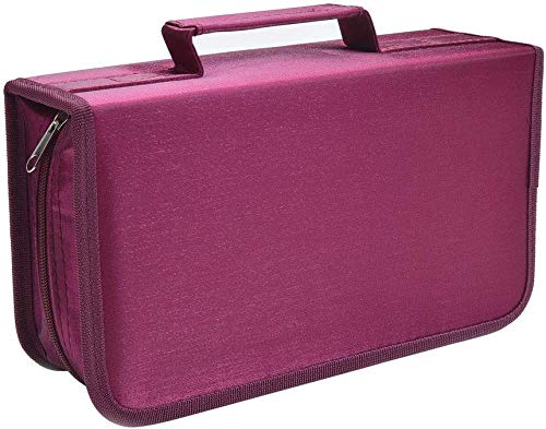 128 Capacity CD/DVD Protective CD Case Wallet Organiser Storage Holder Bag Portable with Carry Handle - HOLDS 128 CD's DVD's Blu Ray Video Games Disc's - ROSE