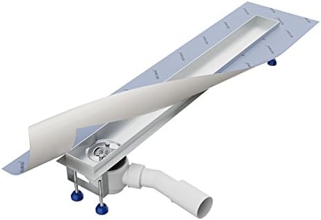 Shower Drain Channel with Horizontal lateral Outlet/Length: 80 cm/AQUABAD® SDS Pro Made of Stainless Steel/Incl. Hair Filter, Shower Waste, Odour Trap (Cover for Shower Channel not Included!)