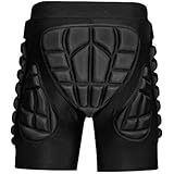 OHMOTOR 3D Padded Protective Shorts Hip Butt EVA Pad Short Pants Heavy Duty Protective Gear Guard Drop Resistance for Ski Skiing Skating Snowboard Cycling (Black, S)