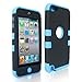 iPod Touch 5 Case, iPod Touch 6 Cases, NOVPEAK 3 Layer Hard and Soft Hybrid Armor Defender Sports Combo Case with Screen Protector for iPod Touch 5th Gen & iPod Touch 6th Generation (Black/Blue)