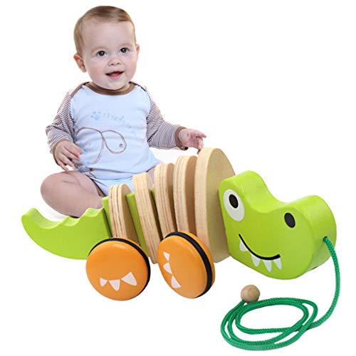 Flurries Wooden Pull Push Alligator Toy for Toddler Toys (A)