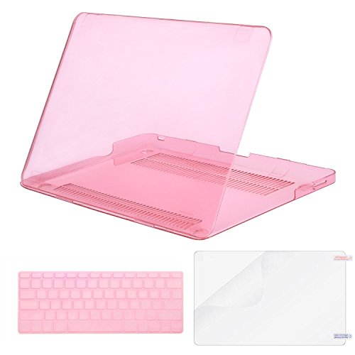 Mosiso Plastic Hard Case with Keyboard Cover with Screen Protector Only for Old MacBook Pro 13 Inch with CD-ROM (Model: A1278, Version Early 2012/2011/2010/2009/2008), Crystal Pink