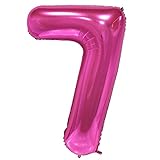 LANGXUN 40inch Pink Foil Number 7 Balloons for