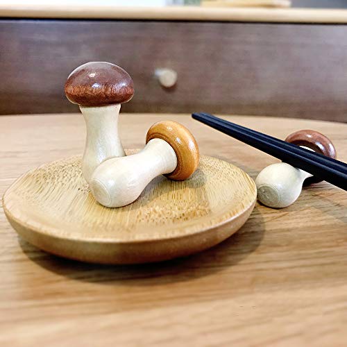 FireKylin Handcrafted Wooden Chopsticks Rest or Dinner Spoon Stand Fork and Knife Holder Home Decor Set of 8 (mushroom)