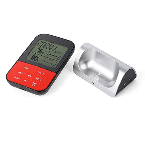 Wireless Barbecue Meat Thermometer Dual-Probe Electronic Waterproof Household ,Indoor Outdoor Thermometer Digital Hygromete,Weather Thermometer Monitor for Home,Car,Office,Room (Black)