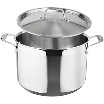 Duxtop Whole-Clad Tri-Ply Stainless Steel Stockpot with Lid, 8 Quart, Kitchen Induction Cookware