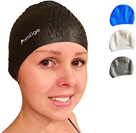 Premium Bubble Silicone Swimming Cap - Short, Medium & Long Hair - Water Drop Design Suitable for Men Women Adults Children Boys Girls!