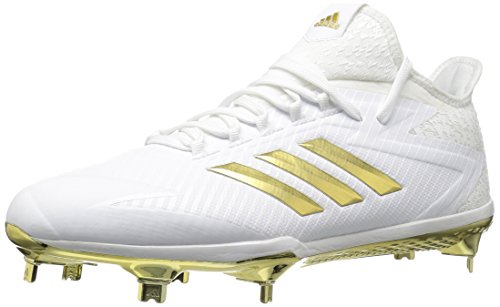 adidas Performance Men's Adizero Afterburner 4 Baseball Shoe, Ftwr White, Gold Met, Gold Met. , 8.5 M US