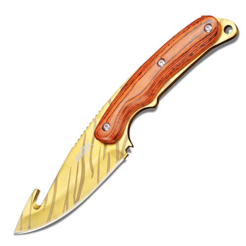 CIMA Real CS:GO Gut Knife Counter Strike CSGO Knives Fixed Blade Tactical Hunting Survival Knives (Gold)