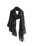 KMG Womens Polka Dot Printing Chiffon Long Scarf Shawl Wraps (black)