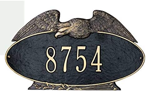 Address Signs - Comfort House Personalized Cast Metal Address Plaque With Eagle - Large Patriotic Custom House Number Sign # P2195