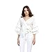 AOMEI White Blouse for Women Casual Spring Summer with Waist Belt Puff Sleeve Size XL