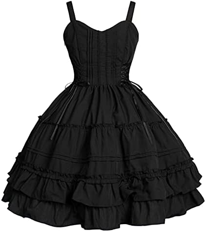 Amazon.com: Ainclu Womens Classic Black Layered Lace-Up Goth Lolita Dress  XS : Clothing, Shoes & Jewelry
