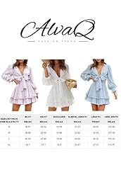 AlvaQ Womens Sexy Deep V Neck Tie Front Long Sleeve