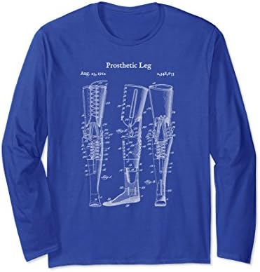 Unisex Vintage Prosthetic Leg Amputee Long Sleeve Shirt - Fake Limb Large Royal Blue
