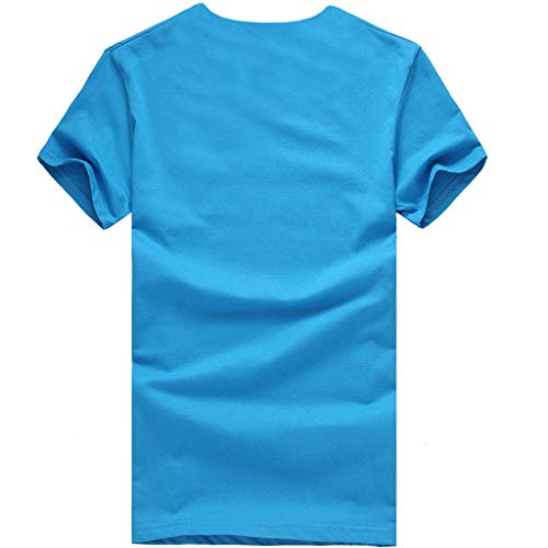 TIFENNY Women's Fashionable Loose American Flag Short-Sleeved Printed T-Shirt Top Blouse American Independence Day Shirt Sky Blue