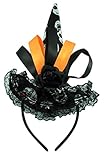 Black Witch Hat with Skulls and Lace Details Halloween Headband