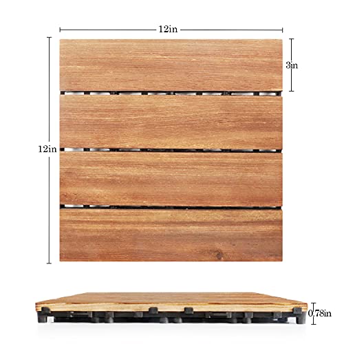 GOLENER Wood Interlocking Floor Tiles,Patio Pavers,Deck Tiles