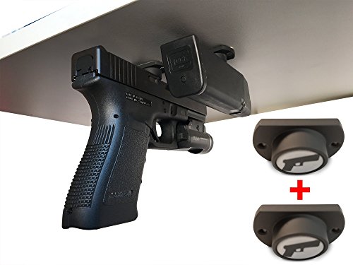 2-Pack | Gun Magnet w/ Adhesive Backing | Car Holster | Bedside Holster | Steering Wheel Gun Holster | Under The Desk Pistol Holster | Gun Holsters For Cars | Vehicle Gun Mount | Pistol Holster In Car