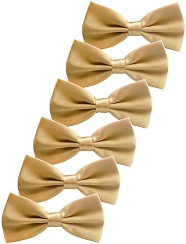 6 Pack Solid Satin Pre-tied Tuxedo Adjustable Neck Bowtie for Wedding Party