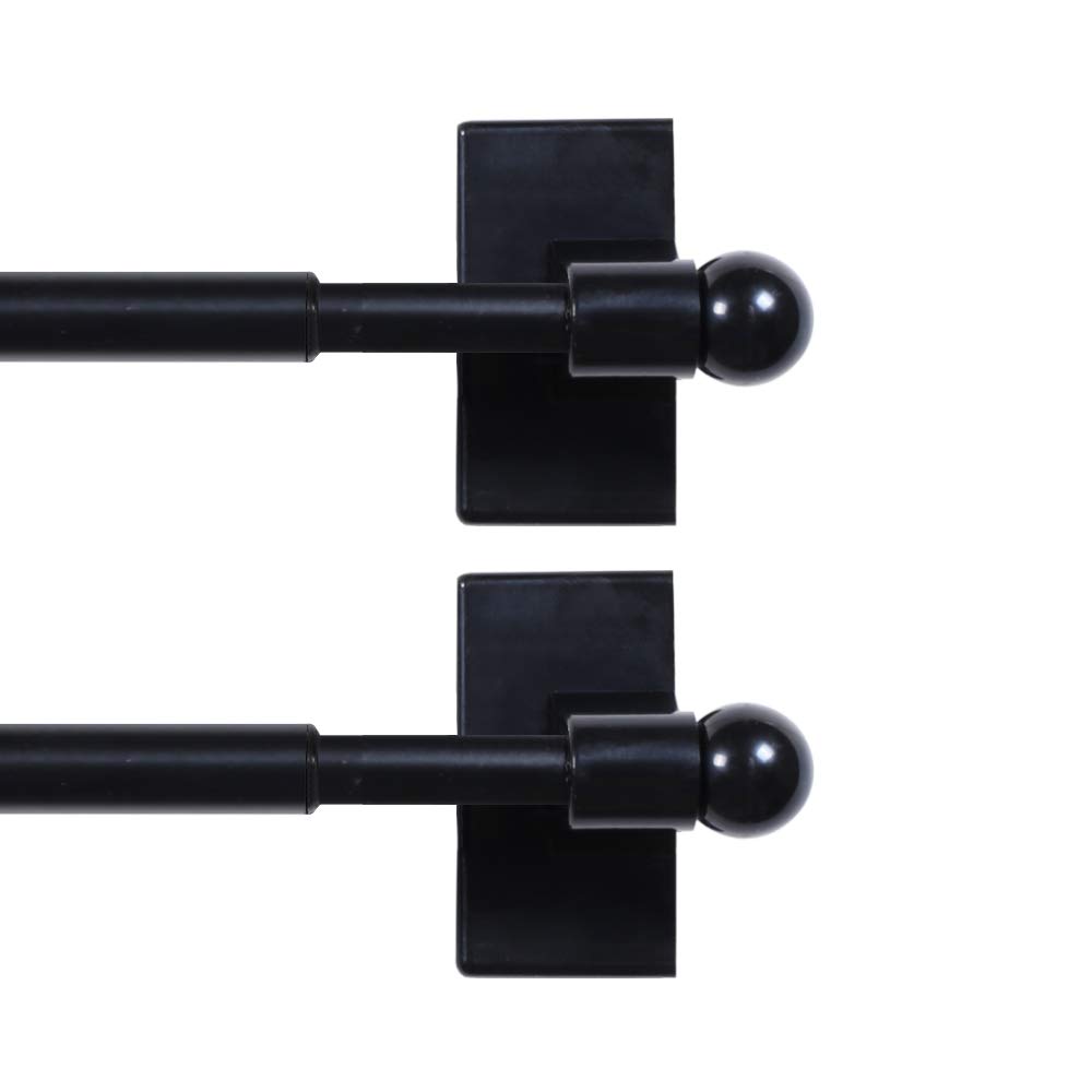 Photo 1 of H.VERSAILTEX 2 Pack Magnetic Curtain Rods for Metal Doors Top and Bottom Multi-Use Adjustable Appliances for Iron and Steel Place, Petite Ball Ends, 16 to 28 Inch, 1/2 Inch Diameter, Black