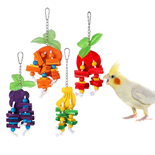 4pcs Bird Toys Parrot Chewing Cage Toy for Small Parrots Parakeets Cockatiels Conures Budgie Canary Love Birds Finches