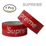 Supreme Red Logo Adhesive Tape BOPP Duct Tape Box Logo 4.5 cm 100 Yards 1 Roll (Red)