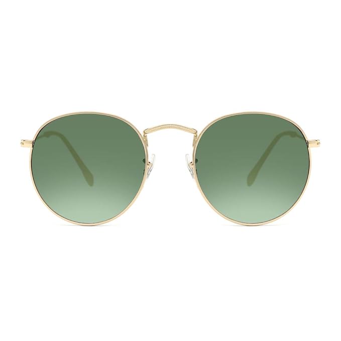 Buy Circle Sunglasses Glass with Dark Green lens for Men and Women
