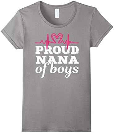 Women's Proud Nana Of Boys Shirt: Love Heartbeat Mother's Day Gift Large Slate