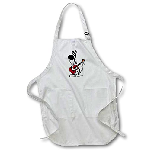 All Smiles Art Music - Harlequin Great Dane Playing the Guitar - Aprons - Full Length Apron with Pockets 22w x 30l - apr_196079_1