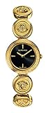 Versace VERF00618 Medusa Stud Icon Ladies Black Dial Gold-Tone Stainless Steel Watch