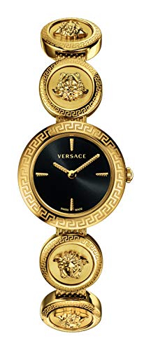 Versace VERF00618 Medusa Stud Icon Ladies Black Dial Gold-Tone Stainless Steel Watch
