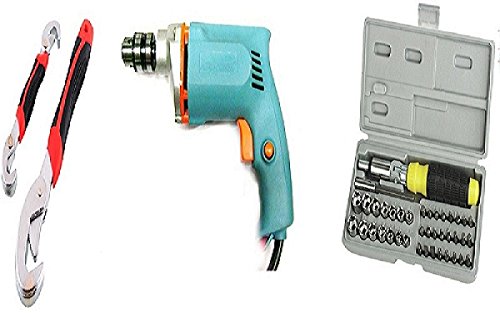 Unique Gadget Buy Shopper52 New 10mm Powerful Drill Machine + 41 Pcs Tool Kit Screwdriver Set + Snap N Grip Wrench Set