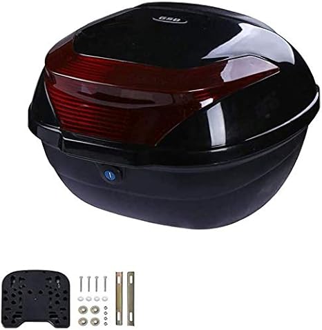 Amazon Co Jp 24リットルの鍵と赤い警告灯とオートバイトップ戻るボックスパニアヘルメット スーツケーススクーターtopcase荷物後部 ヘルメット収納ケース A ホーム キッチン