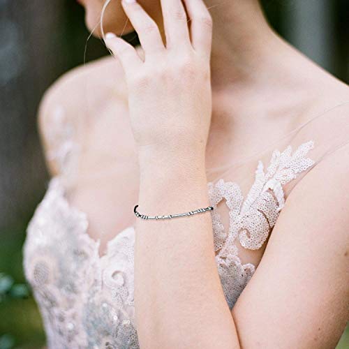 XquiziFit Morse Code Bracelet 3mm Silver Beads on Silk Cord Jewelry Gift for Women, Cute Bracelet with Special Meaning