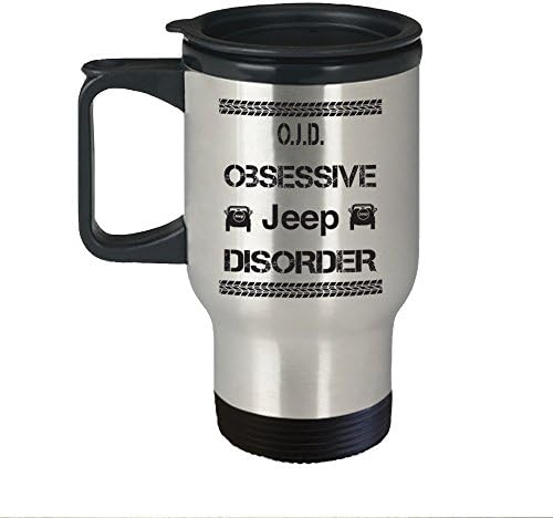 Jeep Travel Mug - OJD Obsessive Jeep Disorder Stainless Steel Coffee Thermo &amp; Beer Mug - Father's Day, Mother's Day, Birthday &amp; Christmas Gift Idea for Men, Women, Wife &amp; Husband