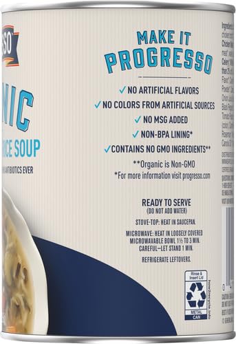 PROGRESSO ORGANIC CHICKEN & WILD RICE CANNED SOUP, 14 OZ.