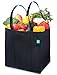 Reusable Grocery Shopping Bags (Black, 5 Pack) - Foldable Extra Large Heavy Duty Tote Bags With Reinforced Handles and Plastic Bottom Insert