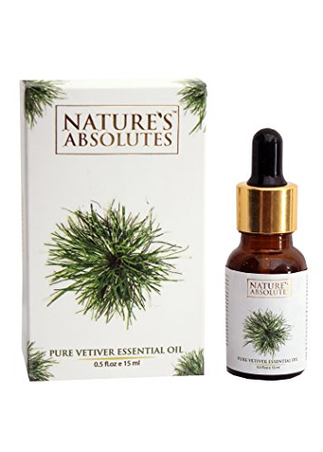 Nature’s Absolutes Vetiver Essential Oil – 100% Pure, Steam Distilled & Organic For Hair and Skin (15 ml / 0.5 Fl Oz)