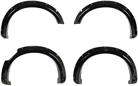 4pcs Front and Rear Smooth Black Aftermarket Pocket Riveted Style ABS Plastic Bolt On Fender Flares for 2016 2017 Nissan Titan