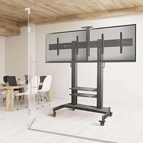 ONKRON Mobile TV Stand Dual TV Cart With Wheels For 40" 60 Inch LCD